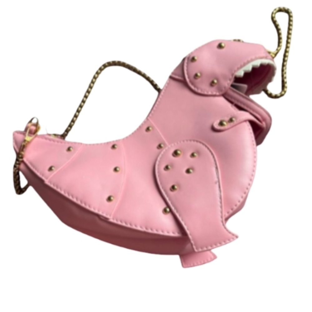 Dinosaur-Shaped Crossbody Purse Pink Novelty Bag Festival Party Trendy Dino - Picture 2 of 5